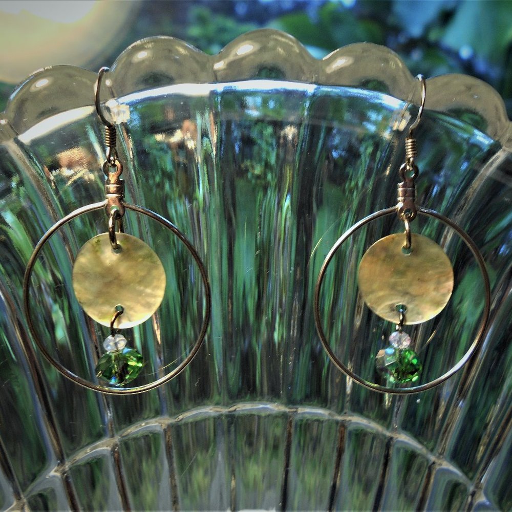 earrings glass and shell
